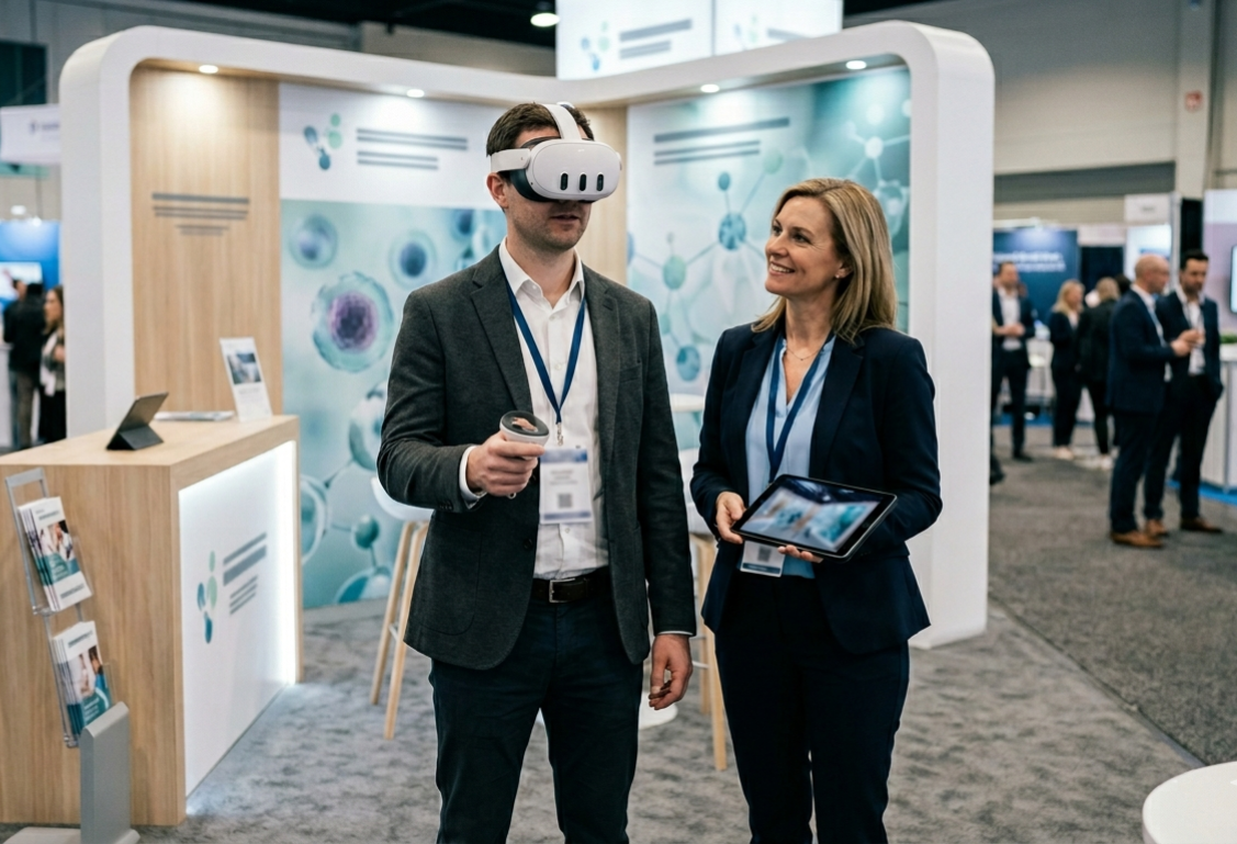 Virtual reality headset used for product marketing demonstrations