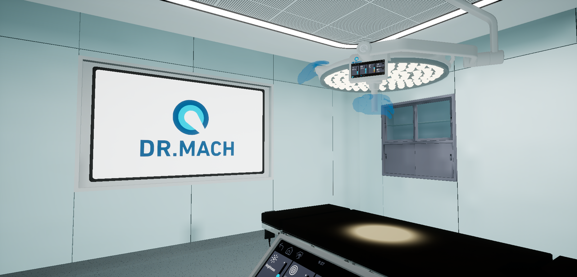 Demonstrating surgical lighting products using VR inside a virtual operating theatre